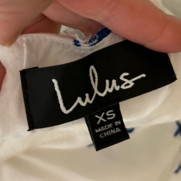 LULUS With a Whisper Blue and Ivory Embroidered Dress 3/4 Sleeve Boho Chic XS - Picture 12 of 16